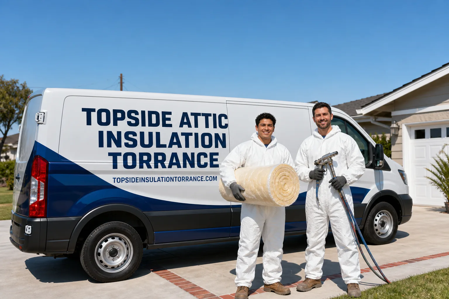 Topside Attic Insulation Torrance insulation service vehicle and crew in Torrance, CA